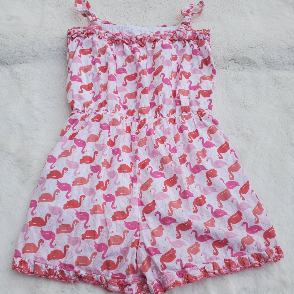 Mini Boden Flamingo Print Pink Kids Romper Size 6-7Y - Picture 4 of 4